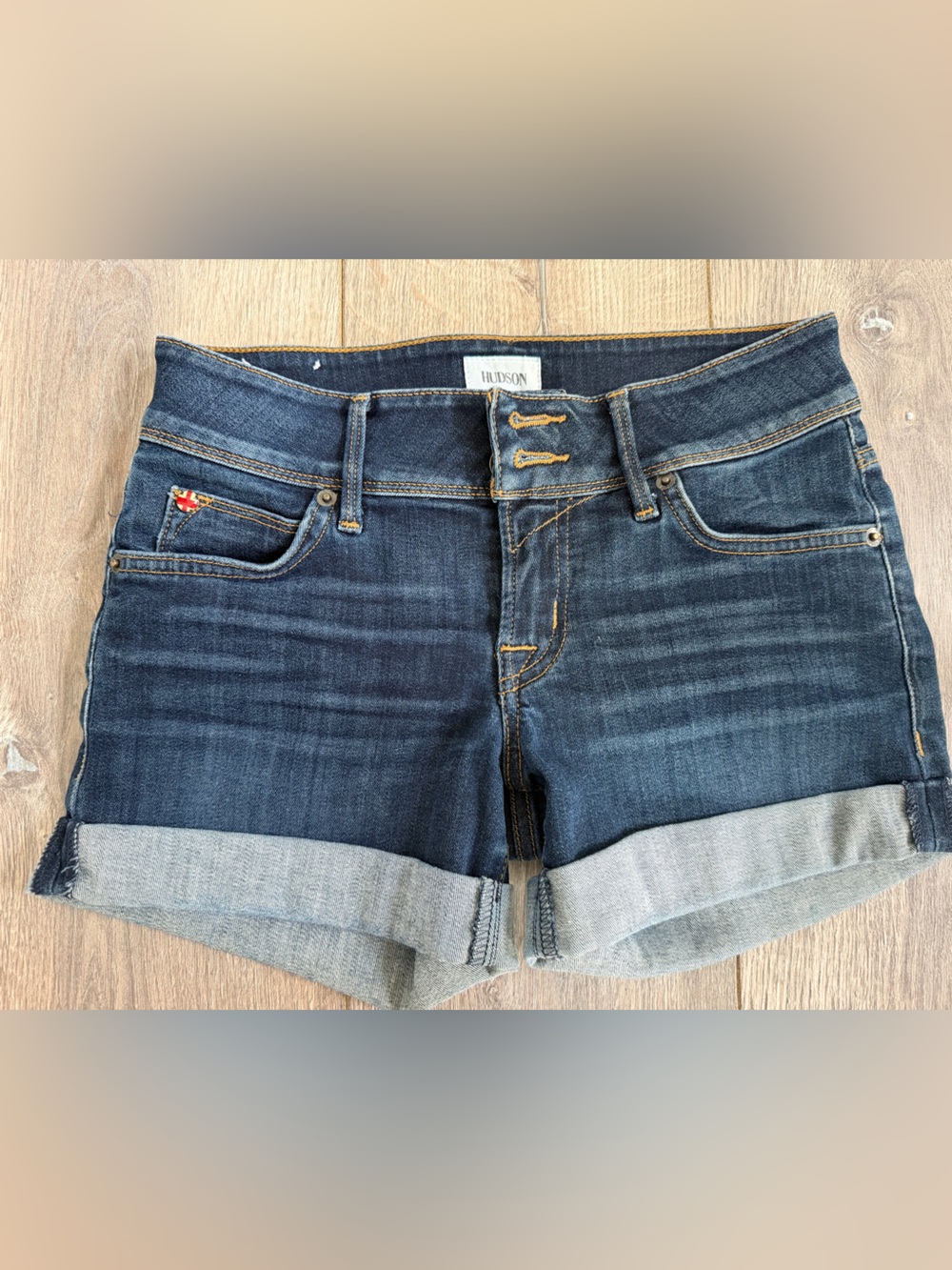 Hudson Jeans Dark Blue Cuffed Denim Jean Shorts